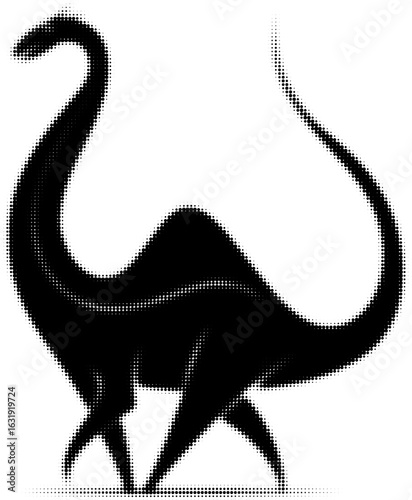 Black dot-pattern silhouette of a sauropod dinosaur
