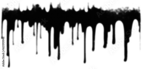 Abstract black ink drips from top creating artistic pattern