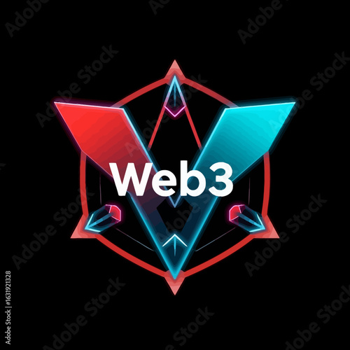 A vibrant logo design for Web3, featuring a stylized "V" and glowing colors.