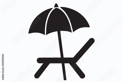 Iconic Beach Relaxation Silhouette A Classic Symbol of Summer Vacation and Leisure, Perfect for Travel and Tourism Designs