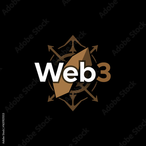 A stylized logo featuring the text "Web3" set against a dark background with a compass-like design.