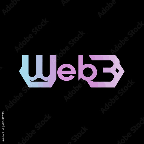 The "Web3" logo is displayed in a gradient of blue and pink against a stark black background.