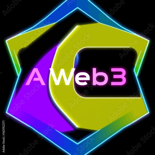 A vibrant logo design featuring the letters "A Web3" in a stylized, neon-like font.