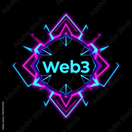 Neon Web3 logo with geometric, vibrant design.