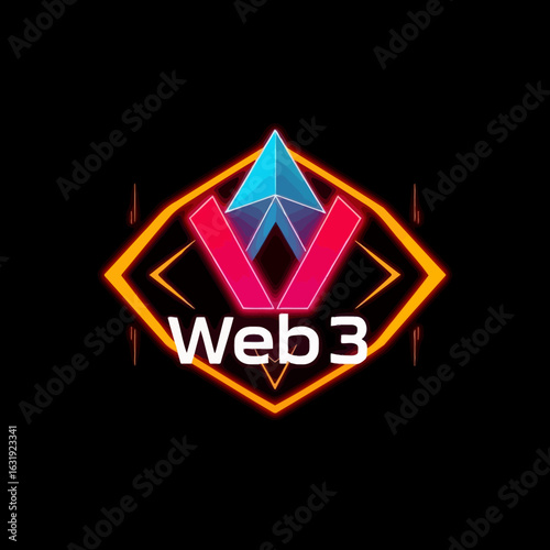 A vibrant logo design for Web3, featuring a stylized "W" and geometric shapes.