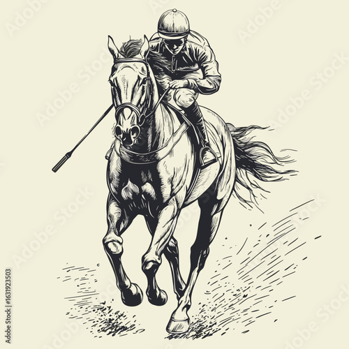 Jockey Racing on a Galloping Horse