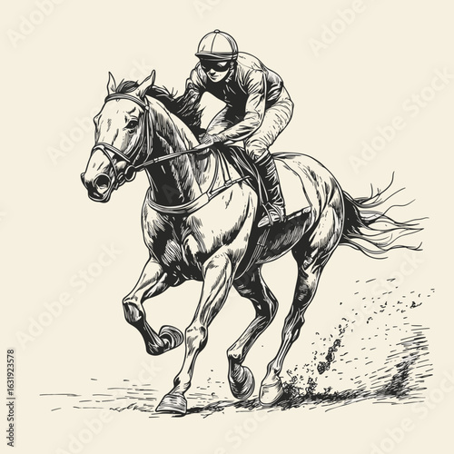 Jockey Racing on a Galloping Horse