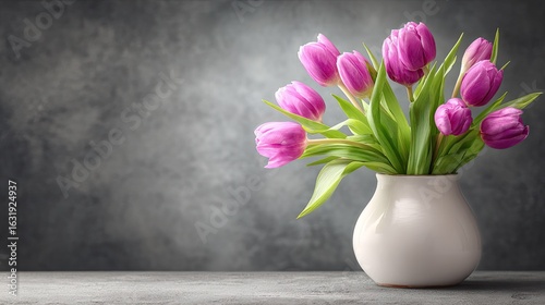 Wallpaper Mural Pink tulips in a vase against a textured backdrop. Torontodigital.ca