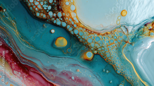 Fototapeta Naklejka Na Ścianę i Meble -  Beautiful abstraction of liquid paints in slow blending flow mixing. abstraction of liquid background. 3d illustration.