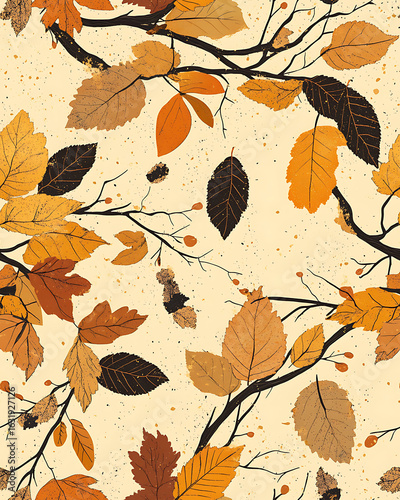 Floral or leaf pattern background suitable for wallpaper, fabric, or decorative design. Soft colors and natural style, ideal for digital and print use.