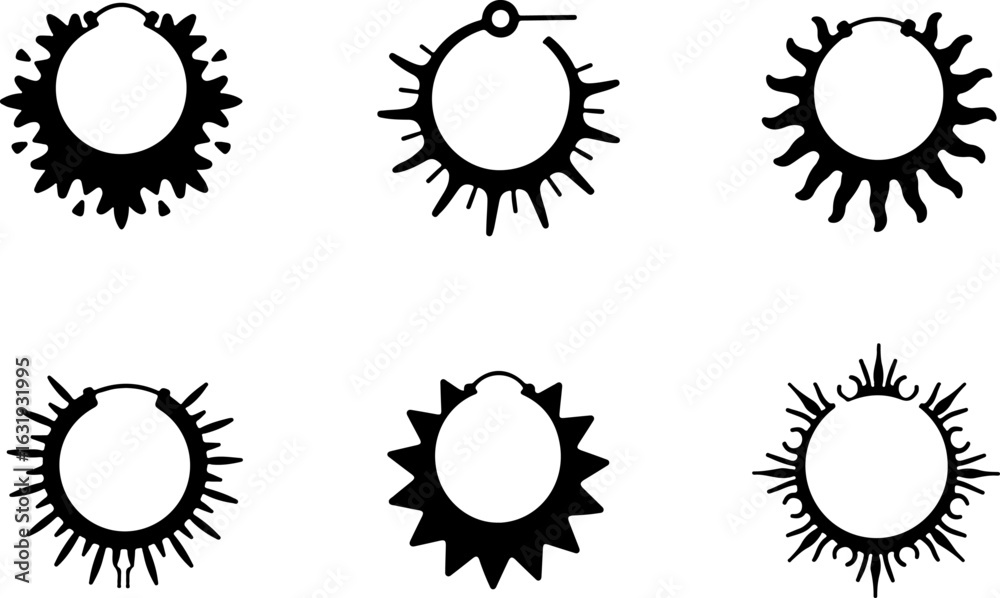 Fototapeta premium Tribal Radiance: Bold Sunburst Hoop Earring Collection