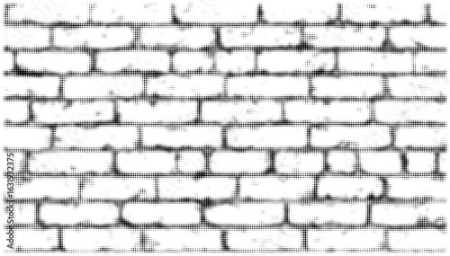 White brick wall with a halftone texture creating a vintage effect