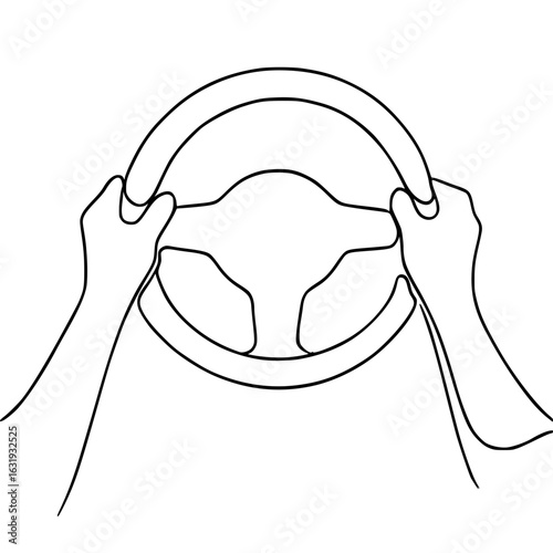 Person Holding Steering Wheel with Proper Hand Position – Minimalist Driving Icon