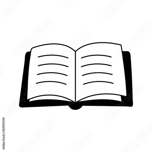 Book. School supplies. Reading concept. Simple doodle illustration, object isolated on white background