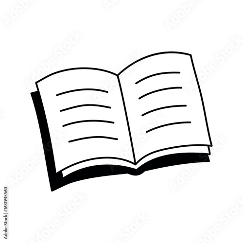 Book. School supplies. Reading concept. Simple doodle illustration, object isolated on white background