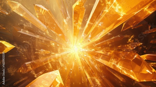Wallpaper Mural Golden crystalline formation with light burst emanating from the center Torontodigital.ca