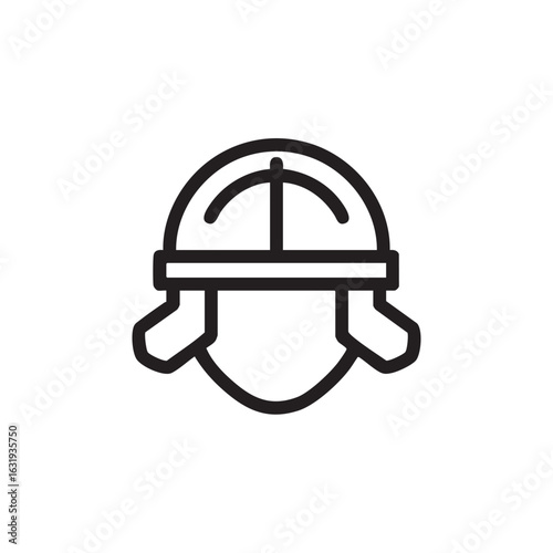A line drawing of a Roman legionary helmet.