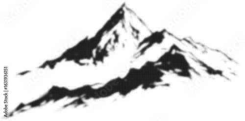 Monochrome mountain silhouette with crisp edges, nature and wilderness concept