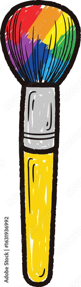 Naklejka premium Childs Drawing of a Face Painter's Brush