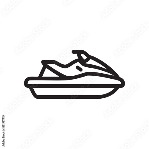 A simple line drawing of a personal watercraft.