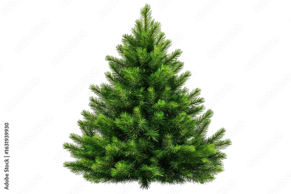 Fototapeta premium Fluffy green christmas tree isolated on transparent background