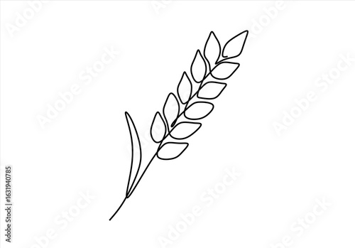 Wheat symbol sign one line icon-Continuous one line drawing.  Art. line icon-continuous line drawing. Editable stroke. 