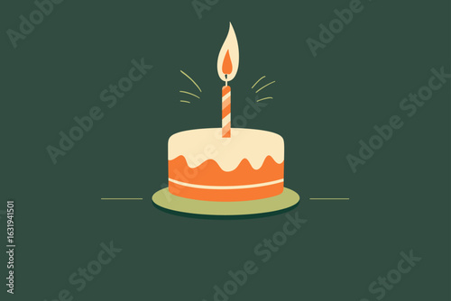 Birthday cake with candle illustration