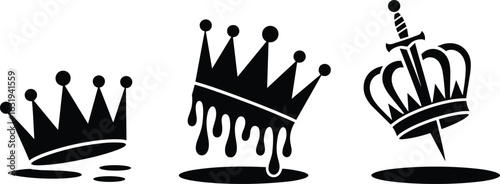 Crown Icons With Drips And Sword king queen
