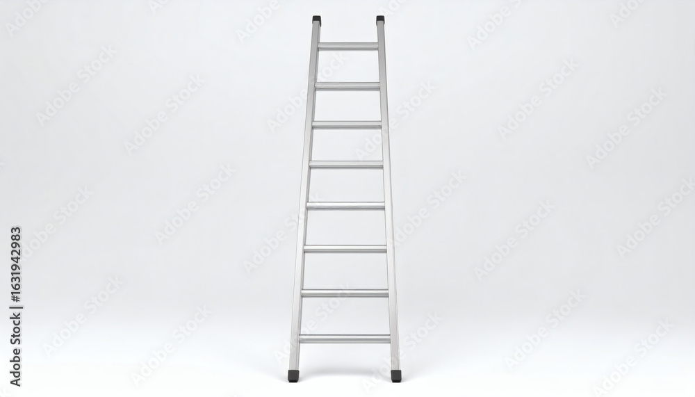 Iron ladder isolated on white background, high-resolution image with sturdy metal frame and clean studio lighting, minimal shadows, perfect for industrial and construction themes Iron ladder isolated on white background, high-resolution image with sturdy metal frame and clean studio lighting, minimal shadows, perfect for industrial and construction themes