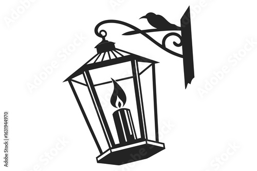 Candle in lantern silhouette