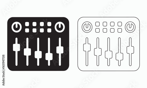 Audio mixer icons set. Vector Illustration of a Music Mixer or Audio Controller
