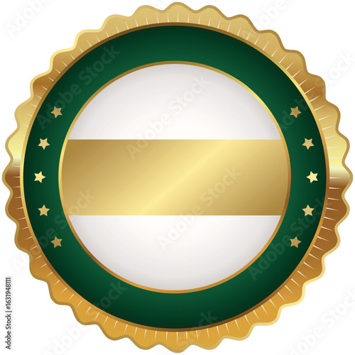 Golden Shield Badge with Star Emblem – EPS Vector Illustration. Green and gold logo, Badge, Seal Badge Green Gold, blue, medal.