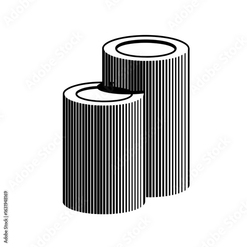 Vertical line coin stack silhouette, payment and finance abstract symbol
