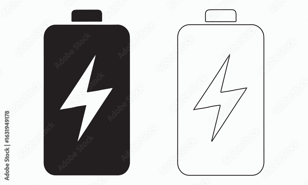 Full and empty battery icons, contrasting black and white.
Full and empty battery icons, contrasting black and white.