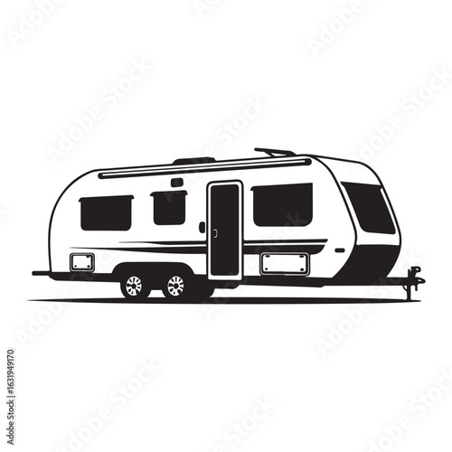 Illustration of a caravan trailer isolated on white background