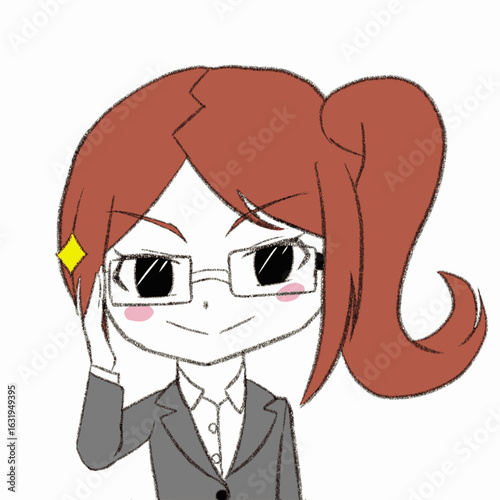 眼鏡をかけているスーツを着た女性