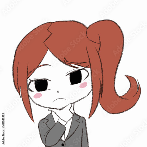 疑っているスーツを着た女性