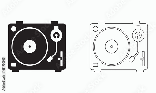 Simple Black and White Turntable Icon Pair

