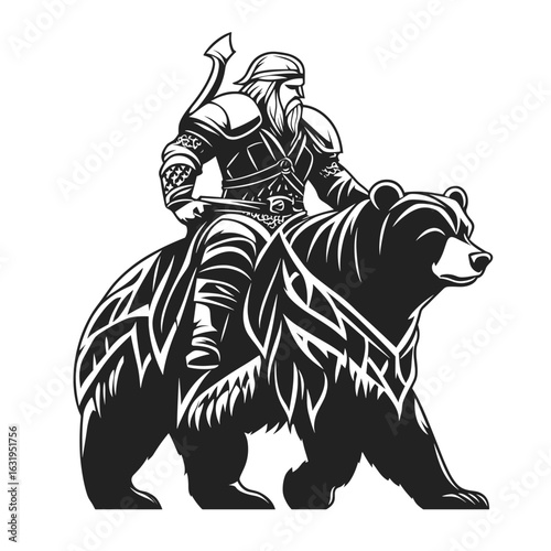Viking Warrior Riding a Bear Graphic