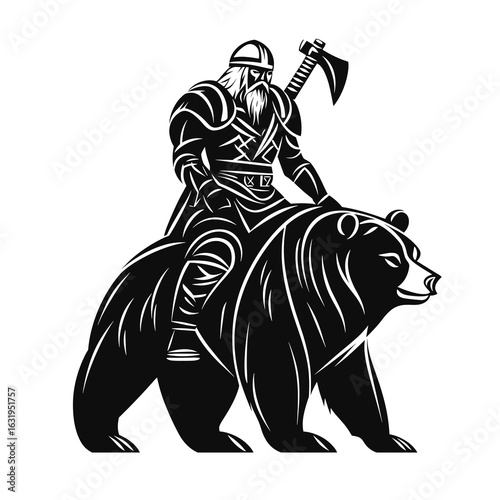 Viking Warrior Riding a Bear Graphic