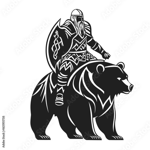 Viking Warrior Riding a Bear Graphic