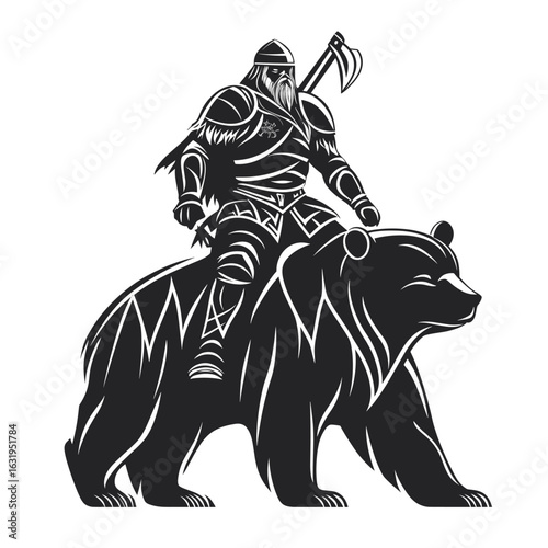 Viking Warrior Riding a Bear Graphic
