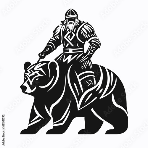 Viking Warrior Riding a Bear Graphic