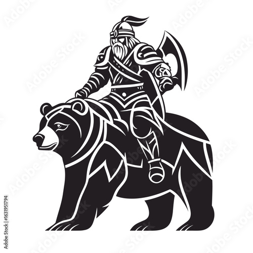 Viking Warrior Riding a Bear Graphic