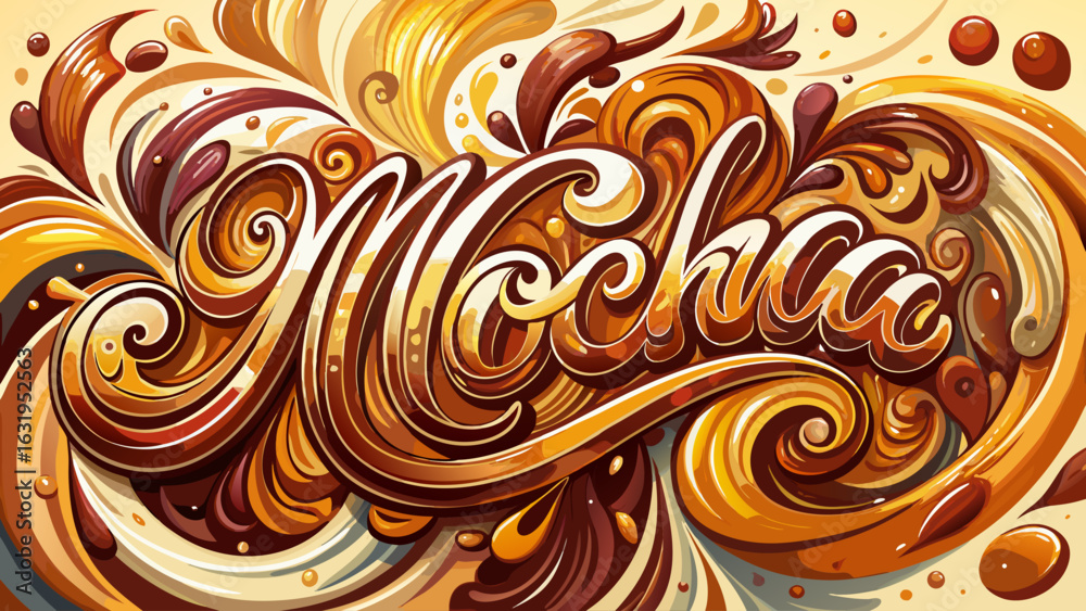a captivating watercolor composition featuring the rich swirling tones of mocha and chocolate