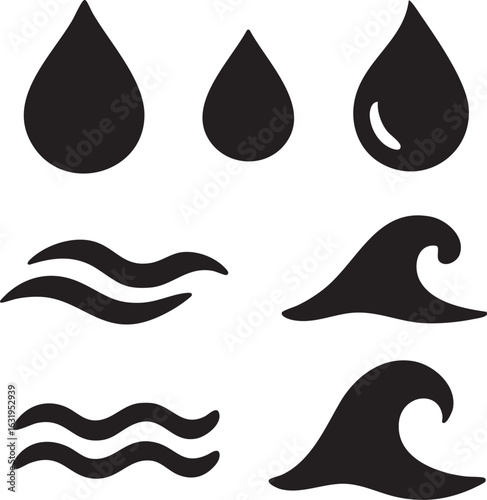 vector set of water drops
