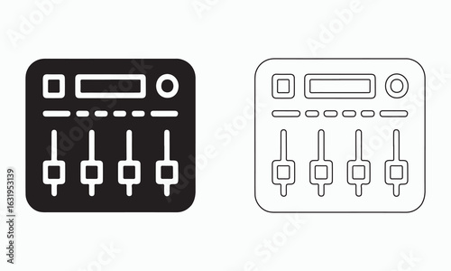 Audio mixer icons set. Vector Illustration of a Music Mixer or Audio Controller

