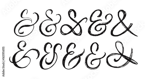 Crayon drawn elegant and stylish ampersands collection.