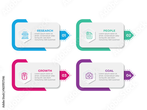 4 Steps business data visualization timeline process infographic template design with icons