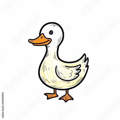 Cute Cartoon Duckling in Profile View